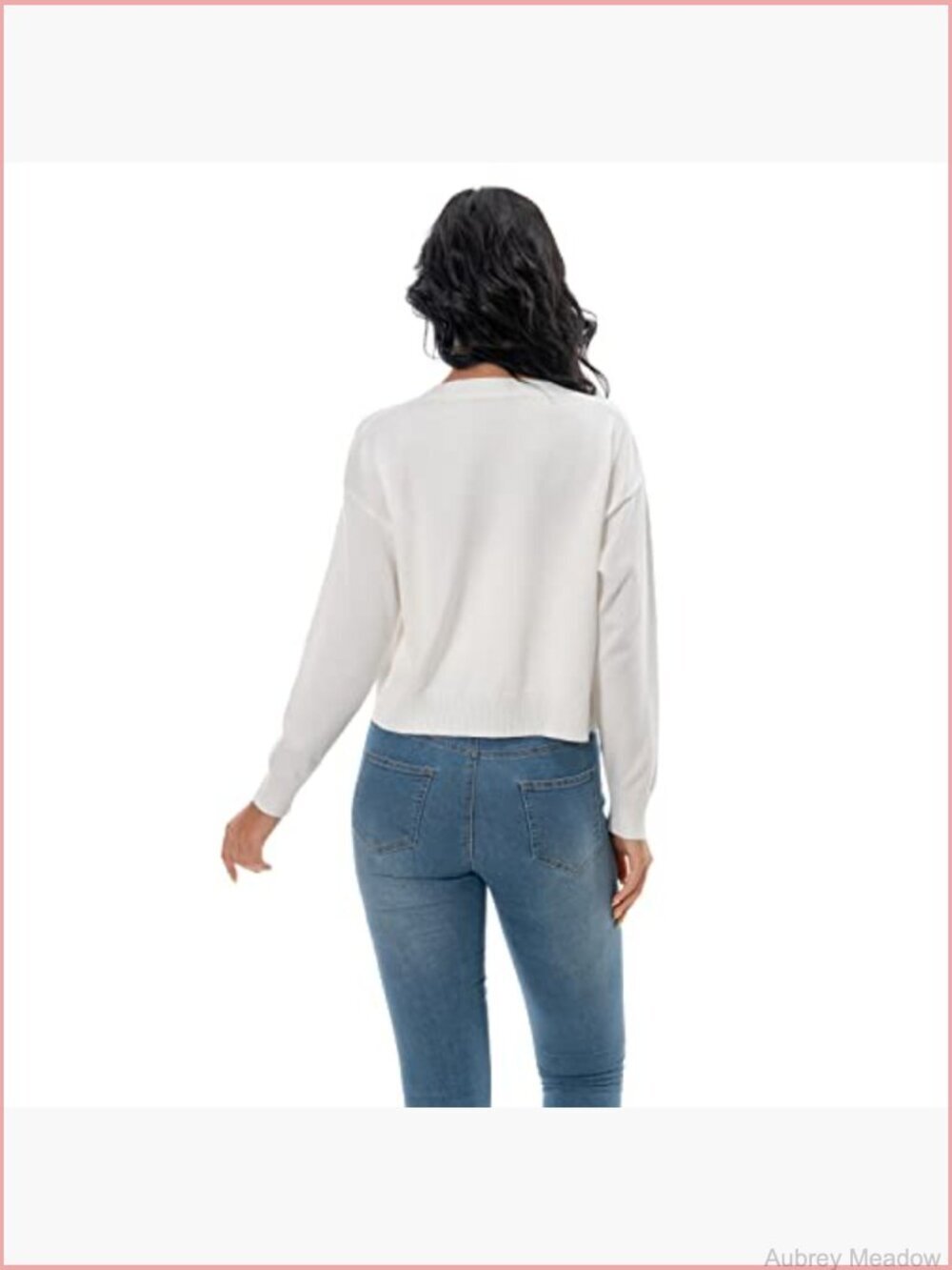 V Neck Long Sleeve Cropped Cardigan Sweater Button Down Knit Bolero Shrug - Picture 4 of 7